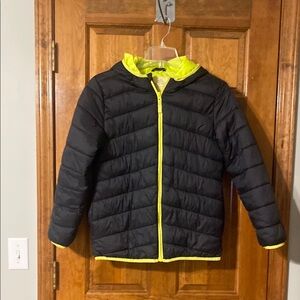 Kids Black and Yellow Puffer Jacket